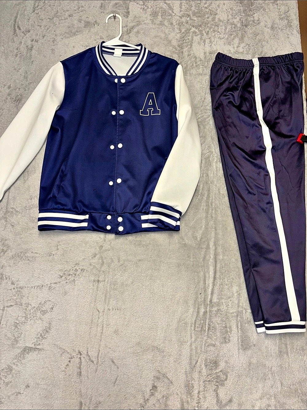 Boys Blue & White Varsity Jacket Pants Set, Size 150 (11-12Y)